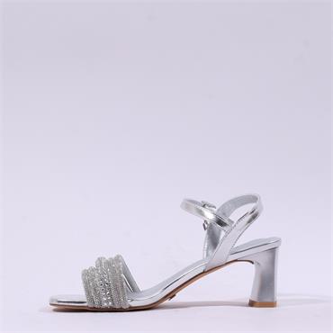 Una Healy Fantasy Block Heel Bling Strap - Silver Sparkle
